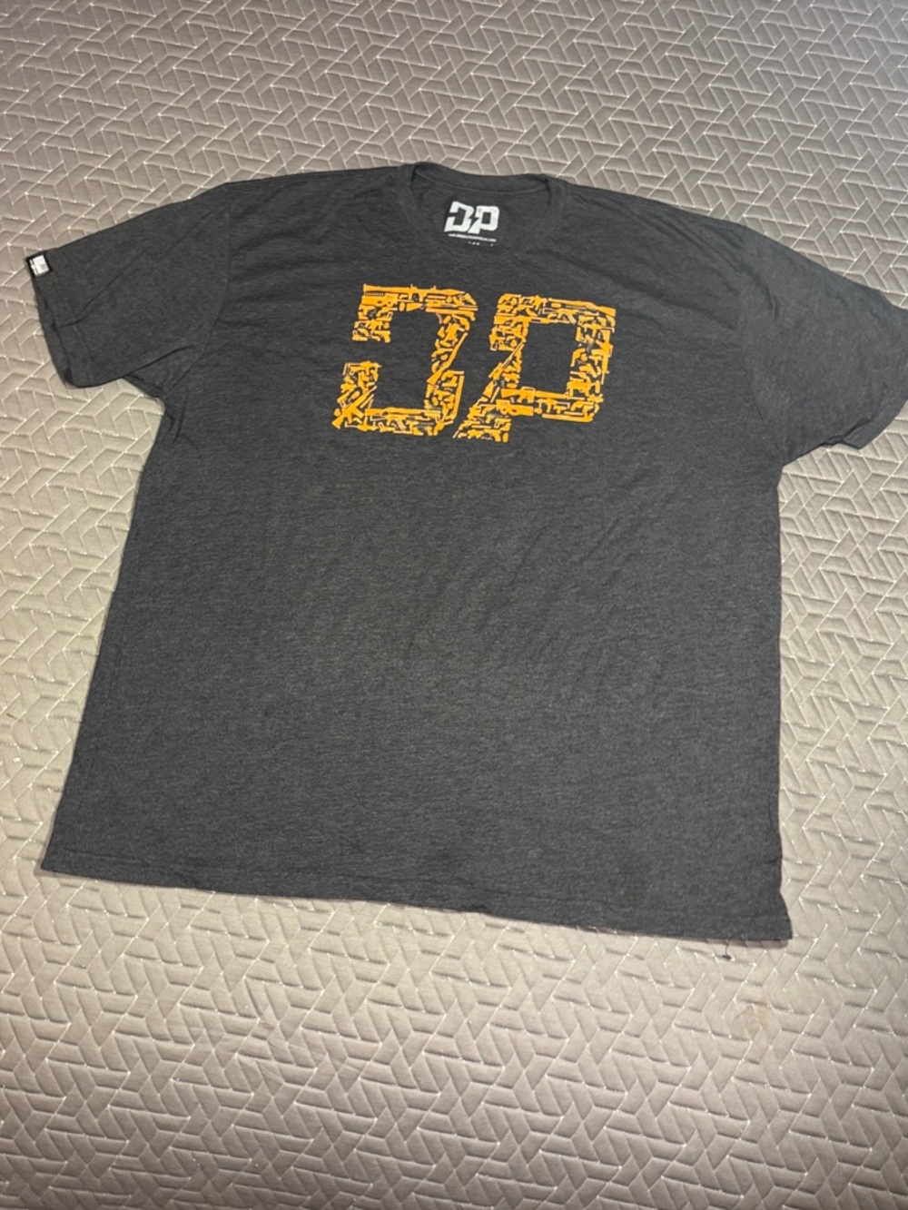 Men's Short Sleeve Charcoal Tee with Orange Graphic diesel power